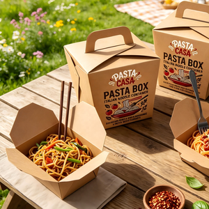 Boîte à pâtes, conteneur à nouilles italiennes, emballage en papier kraft jetable pour restaurants de pâtes - Product Image 4