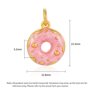 Colgante en forma de rosquilla de oro puro microduro de 24K, colgante de oro puro, accesorios de joyería de gama alta - Product Image 3