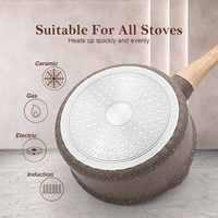 Casserole en céramique antiadhésive SANLANG pour enfants, en aluminium moulé, avec poignée et couvercle amovibles
