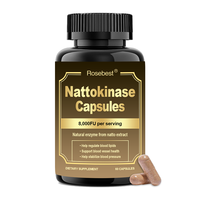 Complément alimentaire végétalien à marque privée : Capsules d'extrait de Natto 400mg Nattokinase 8000FU pour le soutien cardiovasculaire et la santé cardiaque