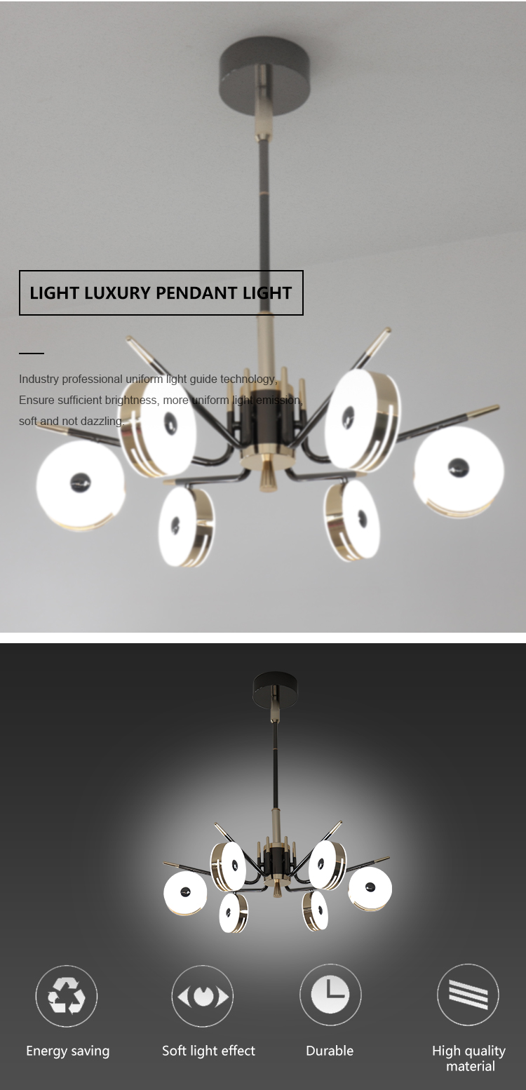 Modern Style Gold Decoration Dining Room Office Living room Bedroom Led Chandelier Light