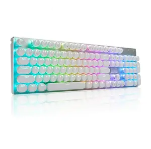 USB Проводная игровая клавиатура, модная механическая клавиатура с 104 клавишами и светодиодной подсветкой