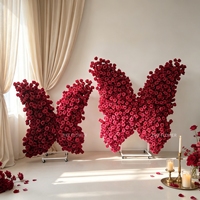 Fournitures pour la planification d'événements, arrangements floraux personnalisés, présentoirs de magasin, fleurs artificielles rouges, toile de fond pour la photographie, Saint-Valentin