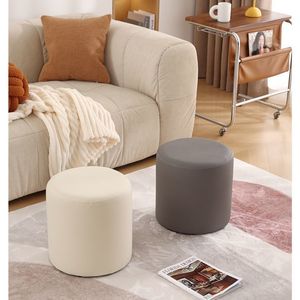 Taburete otomano redondo y suave para el hogar, sala de estar, sofá, silla lateral, cojín de asiento, uso para adultos y personas mayores, opciones de color blanco y negro - Product Image 2