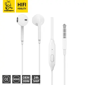 DENMEN prezzo all'ingrosso della fabbrica 3.5mm auricolare cablato microfono Stereo 1.2m auricolari rosa bianco auricolare cablato per sport mp3