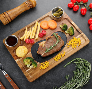 Offre spéciale Planche de service en <span class=keywords><strong>ardoise</strong></span> en bois d'acacia à usage familial Planches de charcuterie avec 2 bols pour cadeaux de douche nuptiale Cadeaux de mariage - Product Image 3