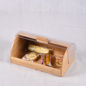 Bamboo Bread Box With Acrylic Lid Small Cake <b>Storage</b> <b>Kitchen</b> Household Use - Product Image 1