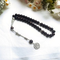 Chapelet musulman islamique 33 perles 10mm perles de verre fleur simple pointe arabe TASBIH ornement prière pour Allah bijoux