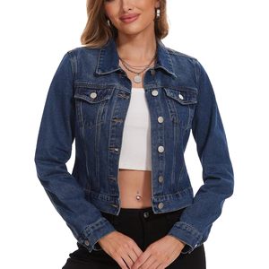 Chaqueta Vaquera Corta Personalizada para Mujer, Manga Larga, con Botones y Bolsillos - Product Image 1