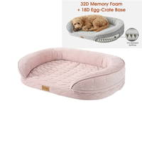 Lit pour chien en mousse à mémoire de forme orthopédique de luxe, amovible, à structure alvéolée, pour un sommeil profond et soutenu