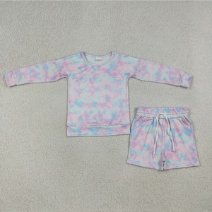 Ensemble de vêtements courts pour bébés filles, manches longues, rose, imprimé camouflage, avec poches, motif tie-dye - Product Image 2