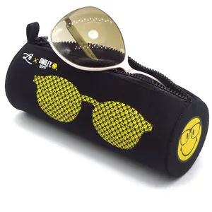 批发大型定制标志软眼镜拉链盒轻布携带旅行太阳镜盒