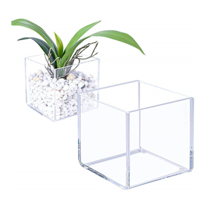 Table de bureau à domicile <span class=keywords><strong>Vase</strong></span> à fleurs <span class=keywords><strong>carré</strong></span> en acrylique, Arrangement décoratif Simple et créatif - Product Image 3
