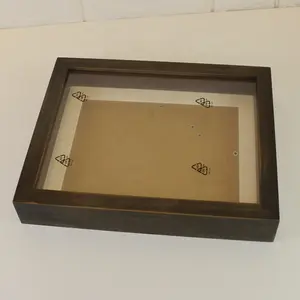 De alta calidad de nogal antiguo 8*10 3D profundo madera caja de sombra de marco de foto