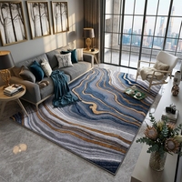 Tapis rectangulaire moderne en polyester à poils ras, couleur unie, fabriqué à la machine, 3D, lavable, épaisseur 1 cm, pour salon, chambre, maison