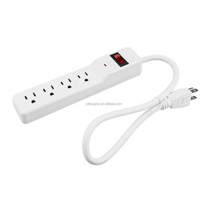 شريط طاقة بـ 4 منافذ مع حماية من التيار المفاجئ، سلك تمديد، حماية من التيار الزائد، قابس مسطح بزاوية 90 درجة، حماية من الحمل الزائد، لون أبيض - Product Image 6