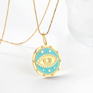 Collar con tarjeta de Tarot de Aisen, colgante redondo de acero inoxidable con forma de ojo de luna, joyería artística Retro para mujer - Product Image 2