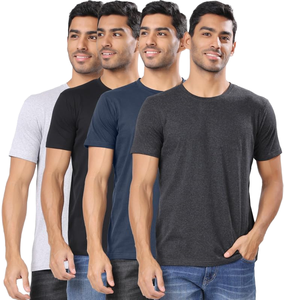 Camiseta de Jersey de Manga Corta con Cuello Redondo para Hombre, 100% Algodón, Corte Regular, Color Sólido, Ropa Casual, Diseño Transpirable de Punto - Product Image 1