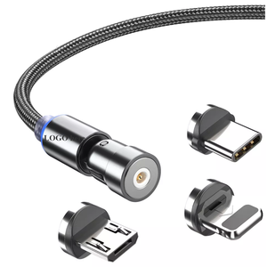 IOS 1 m 540 từ tính sạc cáp điện thoại từ tính USB sạc cáp 360 & 180 xoay 3 trong 1 Tai nghe di động Cổ Phiếu tiêu chuẩn - Product Image 1