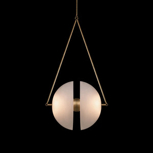 Lampadario a Sospensione LED in Stile Wabi-Sabi XZ, Creativo con Sfera di Vetro e Ottone, per Soggiorno, Sala da Pranzo e Bar - Product Image 2