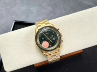 Montre mécanique automatique pour homme de luxe haut de gamme avec boîtier en or rose, bracelet et cadran vert foncé, réserve de marche, haute qualité
