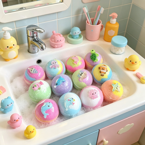 Bombas de baño para niños con juguetes, 12 bolas con aromas frutales, sal de baño y set de baño de burbujas, ecológico y saludable para niños - Product Image 3