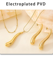 Garrywell Long Strip Water Droplet Hollow Pendant Collier en acier inoxydable Collier de boucles d'oreilles en acier Set de bijoux pour femmes