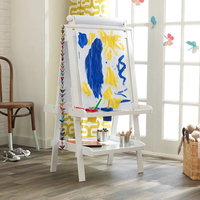 Multifunktionales MDF-Zeichenständer-Set für Kinder mit Doppelseitiger Weißer Tafel, Aufbewahrungsorganizer und Papierrollenhalter für Kunst und Schlafzimmer