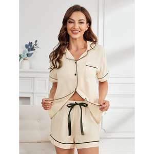 HOT SALE Women Pajamas Set <strong>Short</strong> Sleeve Sleepwear Button Down Nightwear <strong>Shorts</strong> Soft Pj Sets Cotton - Product Image 1