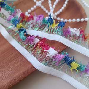 شريط دانتيل مطوي ملون عالي الجودة بعرض 2.5 سم مع كشكشة من جانب واحد - Product Image 4