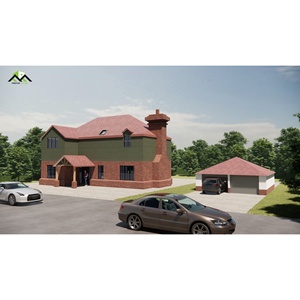 Villa en bois de style artisanal avec toit rouge et bardage vert pour usage résidentiel - Product Image 3