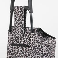 Sac de courses à roulettes personnalisé imprimé léopard 33l avec poche zippée sécurisée, vente en gros