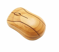 Mouse komputer nirkabel LOGO kustom ramah lingkungan, Mouse komputer nirkabel bambu hadiah promosi portabel 2.4Ghz