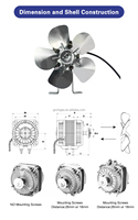 Moteur à pôle ombragé ECQ 18W 25W 34W avec lame de ventilateur en fil de cuivre OEM 250mm personnalisable et ventilateur axial de refroidissement à support métallique de 84mm