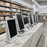 Terminal de Pago con Escaneo de Código QR para Pedidos de Comida en Autoservicio, Pantalla Táctil de 21.5 Pulgadas, SDK para Restaurantes, Interior, Pequeño, para Impresión de Tickets