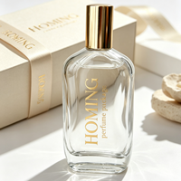 Nouvel Arrivage Flacon de Parfum Irrégulier Vide avec Pompe Atomiseur Transparente à Sertir 100ml en Verre avec Bouchon Noir