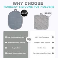 Maniques de cuisine multifonctionnelles en silicone et coton alvéolé, résistantes à la chaleur, lavables au lave-vaisselle, de qualité alimentaire