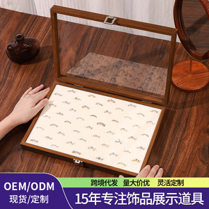 Convenient Wooden Jewelry <b>Box</b> With Lid Large Capacity Ring Display Case For Vintage <b>Earrings</b> Anti Oxidation Storage Organizer - Product Image 5