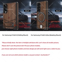 Casing Belakang Samsung Galaxy Z Fold 8 7 8 Ultra dengan Pelindung Engsel Magnetik, Snap Elastis, Bingkai Aluminium Metal Tanpa Rangka, dan Stand Kayu Asli