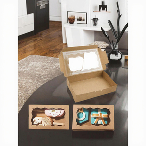 Umweltfreundliche, recycelte Materialien, individuell gestaltete Kraftpapier-Bäckereiboxen mit transparentem Fenster für Lebensmittelverpackungen. - Product Image 3