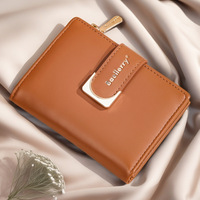 Dompet Kartu Kulit PU Wanita, Dompet Tipis Warna Solid, Slot Multi-Kartu, Dompet Kartu Bisnis Sederhana, Grosir