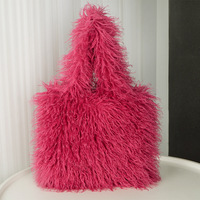 Sac fourre-tout en fausse fourrure moelleuse de haute qualité, couleur bonbon, pour femme, hiver, grand format, design personnalisé