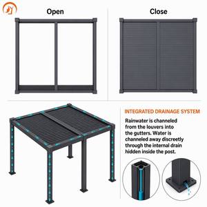 Pérgola Motorizada de Aluminio de Alta Resistencia, Techo de Láminas Resistente al Viento de 100 km/h, Gazebo Impermeable <span class=keywords><strong>con</strong></span> Sistema de Drenaje Integrado - Product Image 6