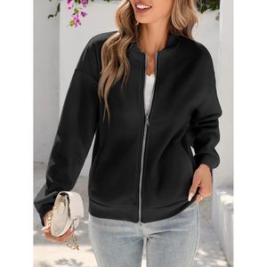 Custom <b>Womens</b> <b>Zip</b> <b>Up</b> Sweatshirt <b>Jacket</b> Long Sleeve Casual Loose With Pockets Fleece Coat - Product Image 3