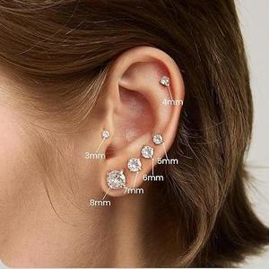 Bijoux personnalisés ZYO, nouveau design, boucles d'oreilles simples et colorées en CZ 3-8 mm, ensemble de boucles d'oreilles hypoallergéniques en acier inoxydable chirurgical 316L - Product Image 2