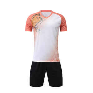 ชุดฟุตบอลราคาถูกขายส่ง ผ้าผสมไนลอนตาข่ายไมโครไฟเบอร์ ถักแบบเจอร์ซีย์ สีน้ำเงินขาว ชุดฟุตบอลครบชุด - Product Image 3