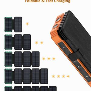Chargeur solaire portable pliable pour l'extérieur à charge rapide 20000 mAh, Powerbank solaire 20000 mAh avec lumières LED - Product Image 4