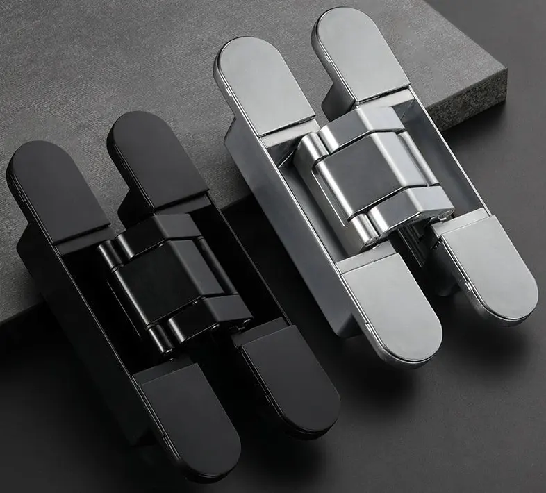 HM1201 fabrika doğrudan üç akslı ağır görünmez dilsiz çinko alaşım kapı 3D ayarlanabilir gizli menteşeler