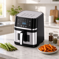 Friteuse à air vapeur carrée en acier au carbone 9L, grand écran tactile, fonction vapeur et friteuse à air à une touche, appareil de cuisson sain sans huile