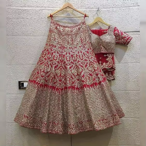 ATIYA LIBAS Robe élégante indienne/pakistanaise Lehenga Choli pour femmes avec broderie lourde Zardozi en acétate pour mariages - Product Image 4